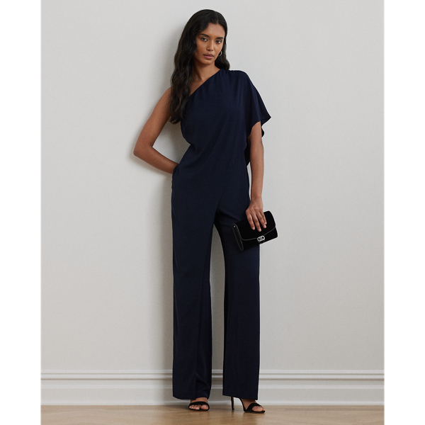 Cape Georgette One Shoulder Jumpsuit