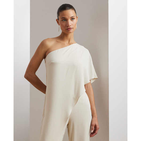 Cape Georgette One Shoulder Jumpsuit