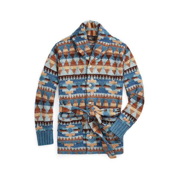 Hand-Knit Linen-Blend Belted Cardigan