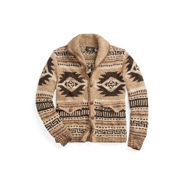 Handgestrickter Cardigan mit Leinen