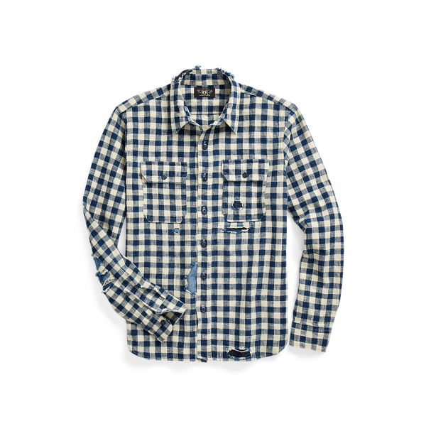 RRL Ralph Lauren/ヘビーコットン/インディゴチェックシャツ Indigo Checked Linen-Cotton Workshirt | Ralph Lauren
