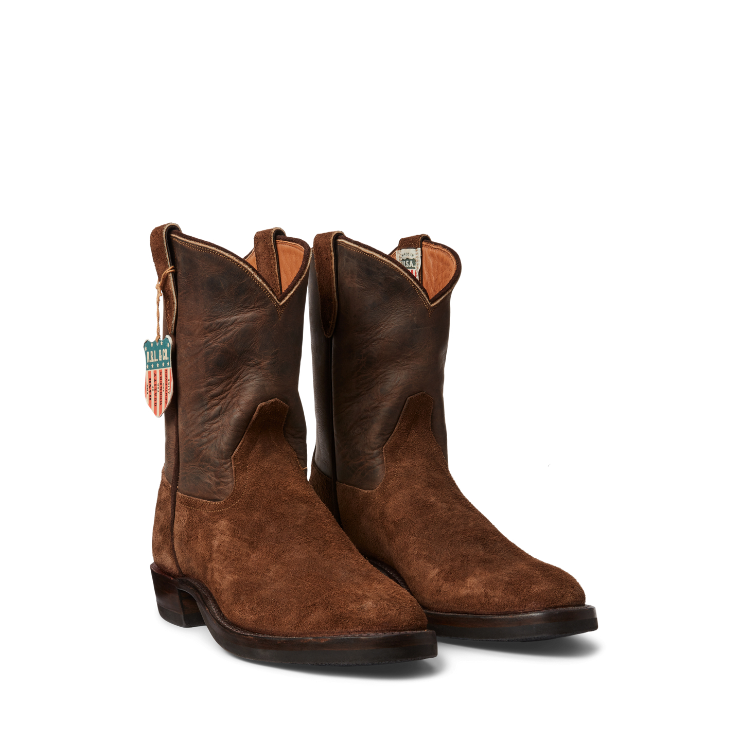 Мужские ботинки Ralph Lauren Roughout Suede & Leather, цвет: Коричневый — фото 1