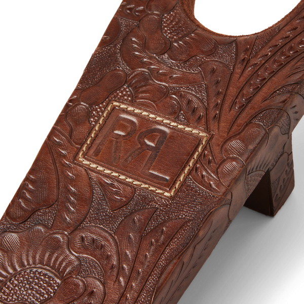 Brown Hand-Tooled Leather Boot Jack RRL Home 3