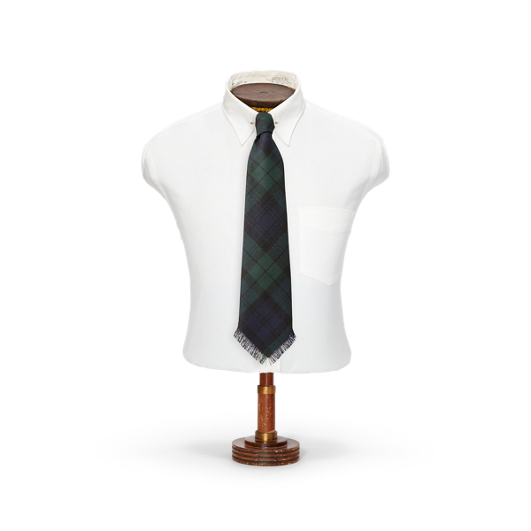 Handmade Fringed Plaid Wool Tie