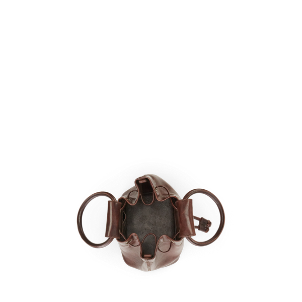 Dark Brown Leather Drawstring Top-Handle Bag RRL 4