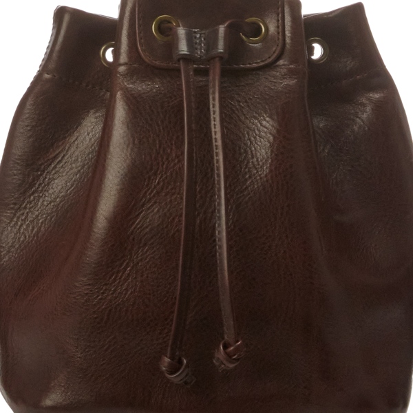 Dark Brown Leather Drawstring Top-Handle Bag RRL 5