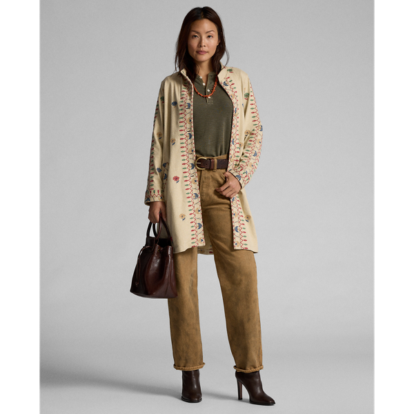 Dark Brown Leather Drawstring Top-Handle Bag RRL 6