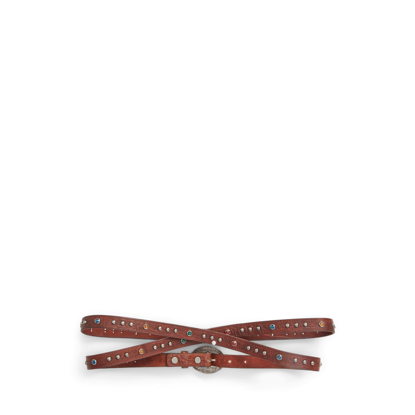 Женский ремень Ralph Lauren Tooled Leather Double-Wrap, цвет: Коричневый — фото 1