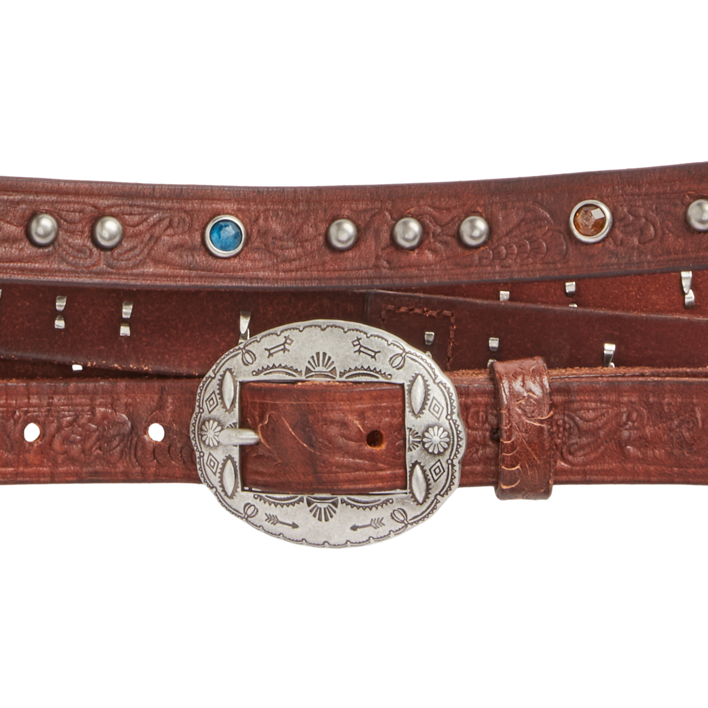 Женский ремень Ralph Lauren Tooled Leather Double-Wrap, цвет: Коричневый — фото 2
