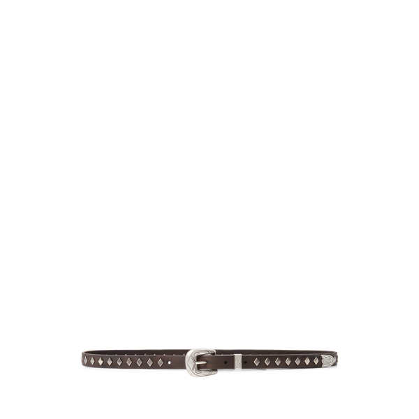 Studded Leather Slim Belt