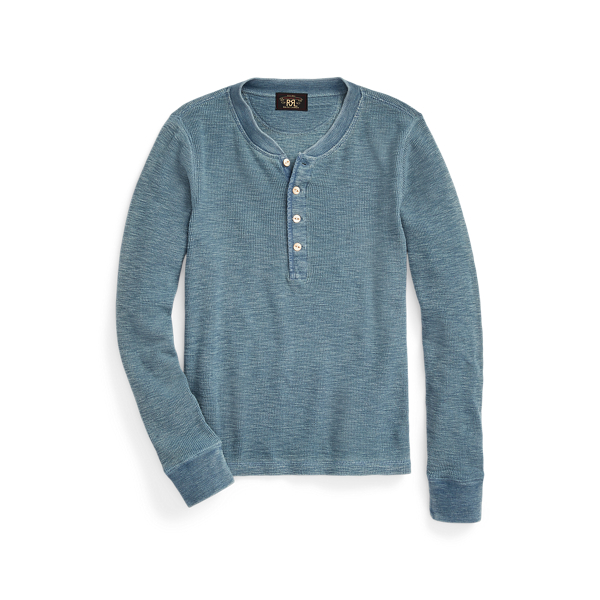 Stretch-Cotton Waffle Henley