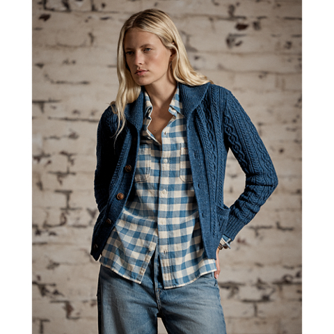 Женские кардиганы Ralph Lauren Cable Cotton-Wool Shawl Cardigan