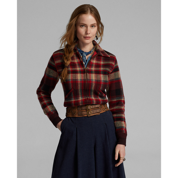 Plaid Wool-Cashmere Jumper Jacket