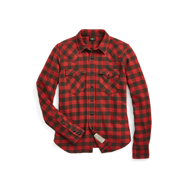 Plaid Cotton-Linen Western Shirt