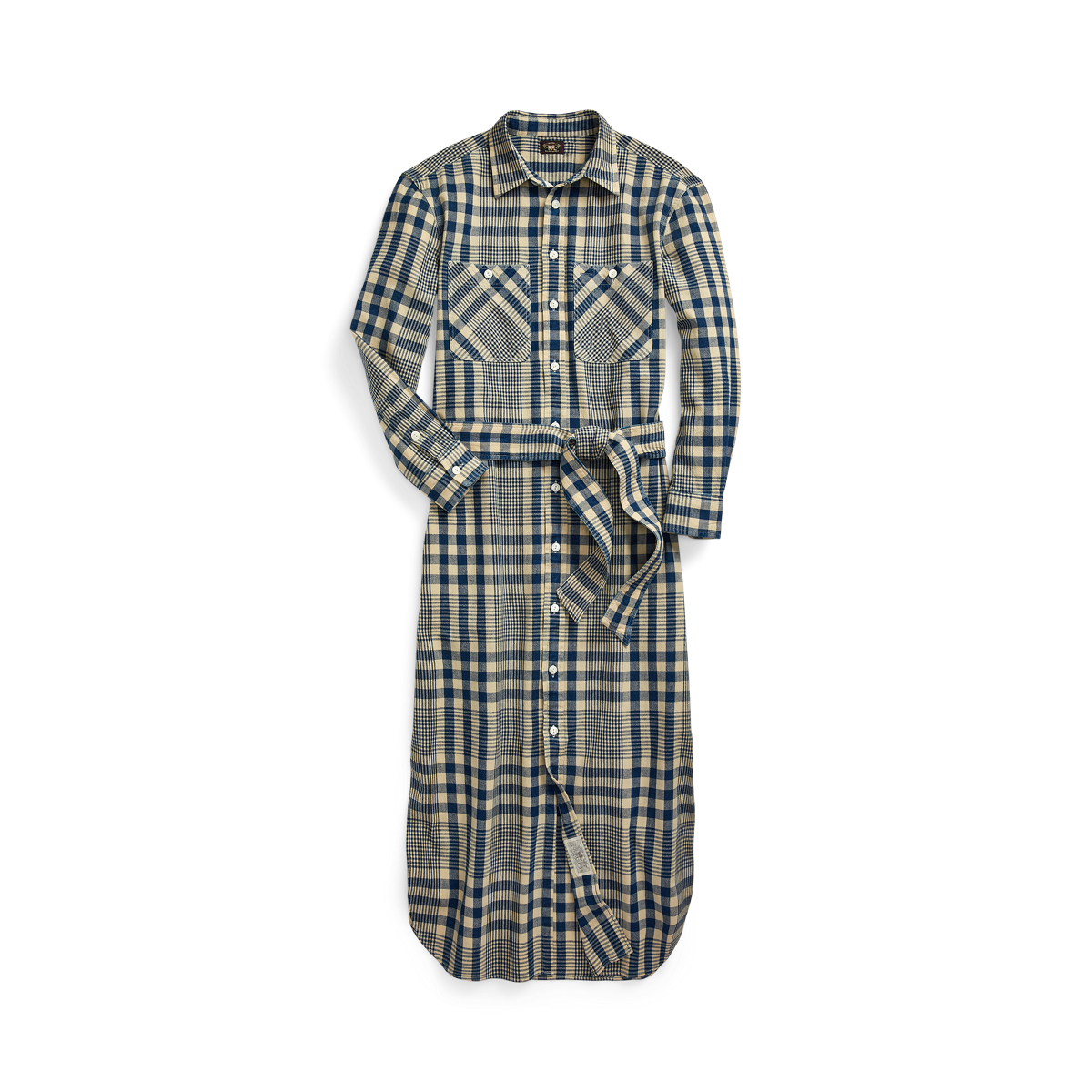 新着☆【RRL RalphLauren】Plaid Cotton-Linen Shirtdress Plaid Cotton-Linen Shirtdress