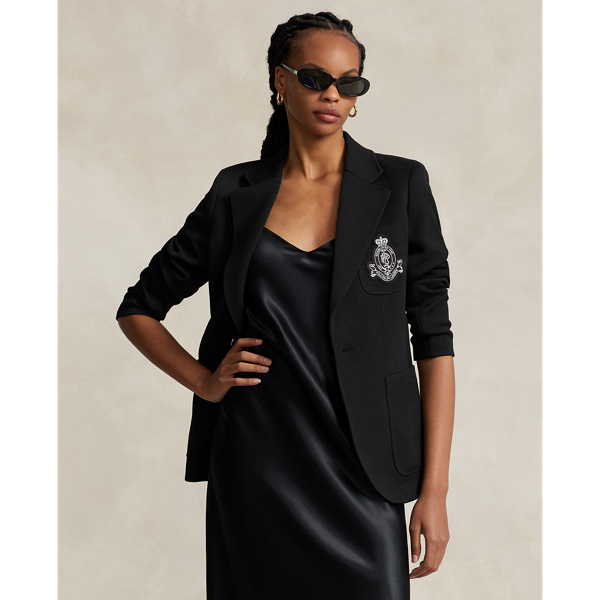 Polo Black Logo-Crest Knit Blazer Polo Ralph Lauren 4