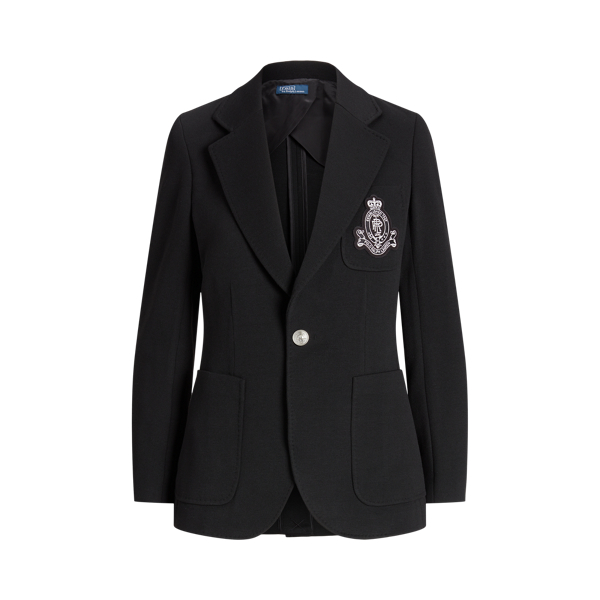 Logo-Crest Knit Blazer