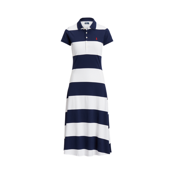 Striped Stretch Cotton Mesh Polo Dress Polo Ralph Lauren 1