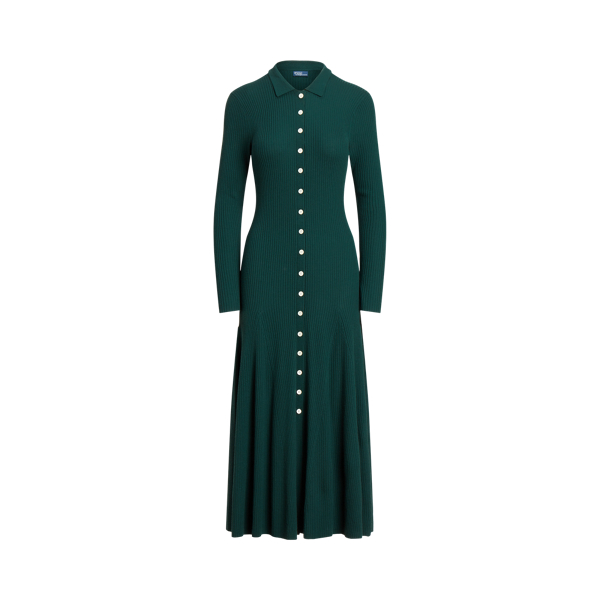 Rib-Knit Wool Polo Sweater Dress Polo Ralph Lauren 1