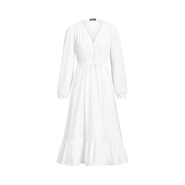 Gesmoktes Baumwollkleid mit V-Ausschnitt Polo Ralph Lauren in 1