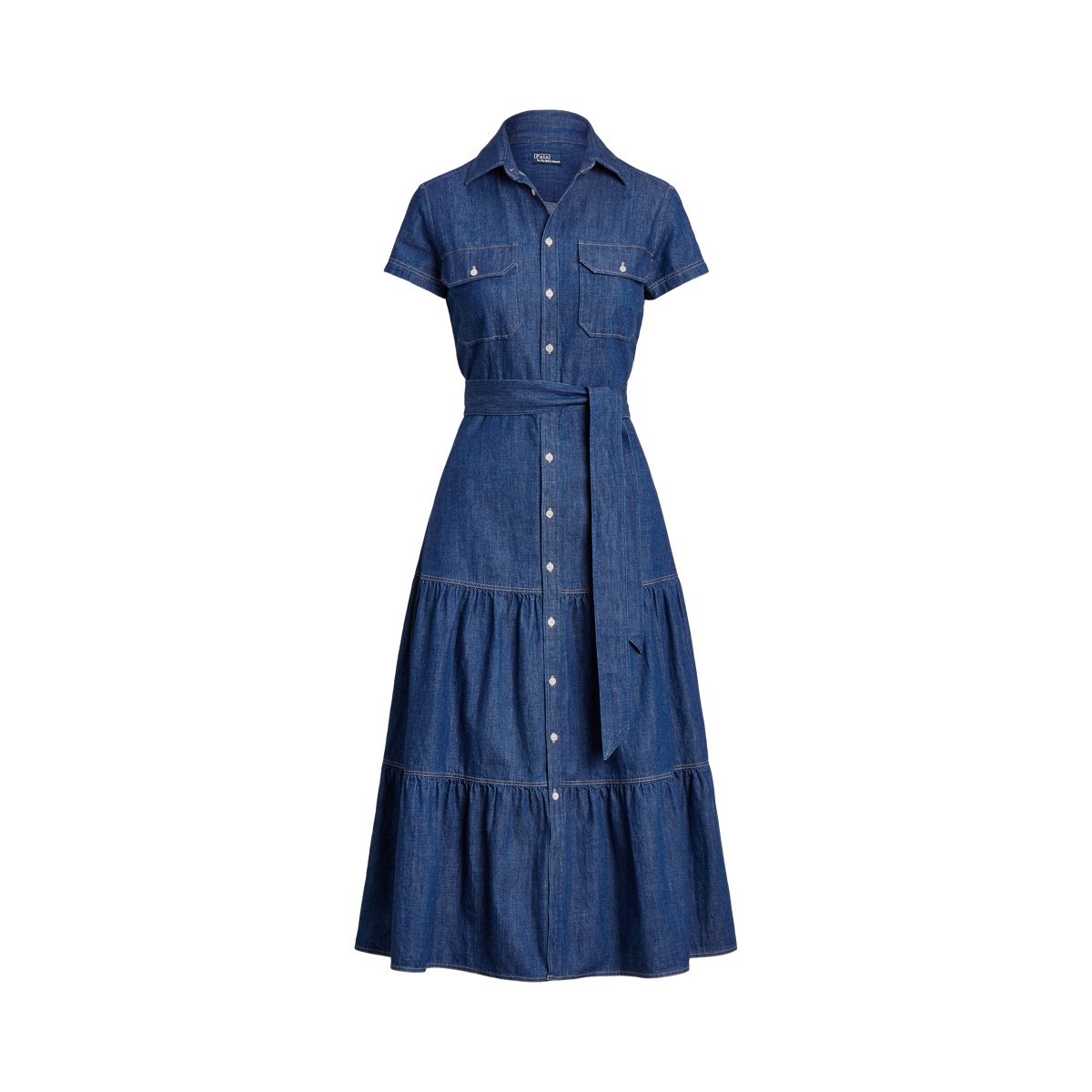 Belted Tiered Denim Shirtdress Ralph Lauren