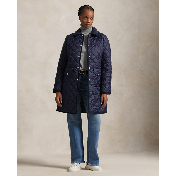 Belted quilted coat womens best sale