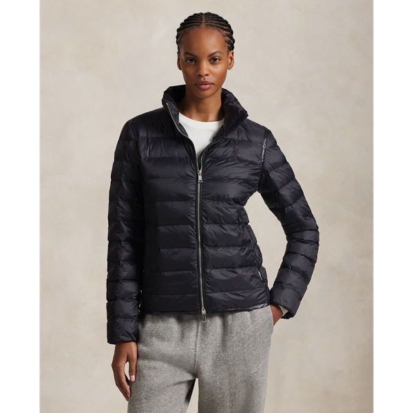 Lauren ralph lauren hooded diamond quilted packable down puffer coat best sale