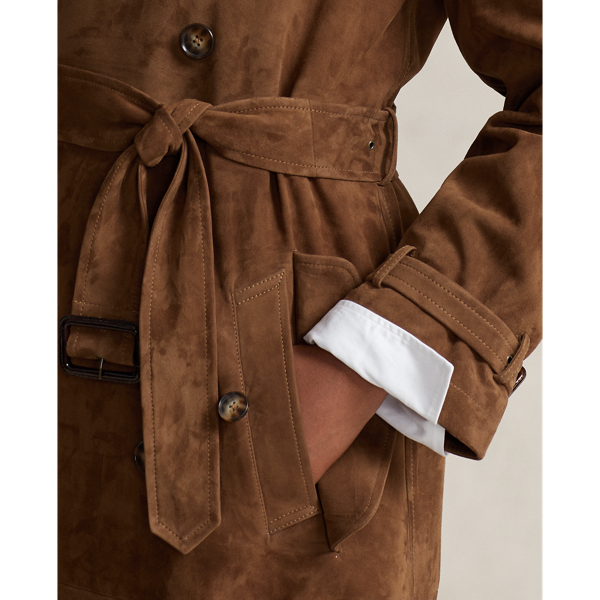 Lambskin Suede Trench Coat for Women Ralph Lauren UAE
