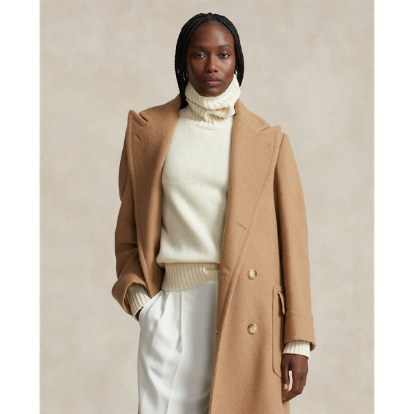 Camel Hair Twill Long Polo Coat