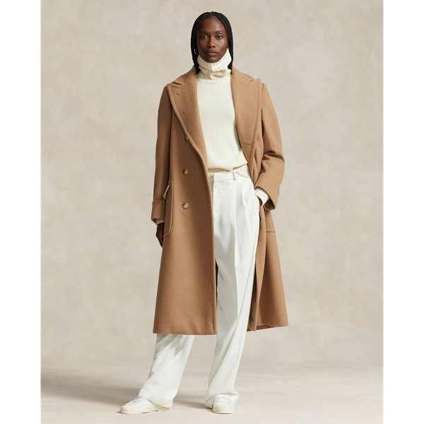 Camel Hair Twill Long Polo Coat