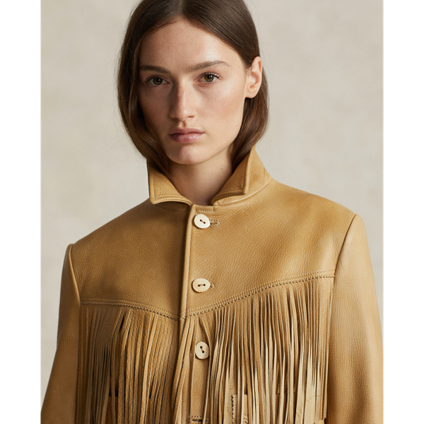 Fringe Waxed Leather Jacket for Women Ralph Lauren UK