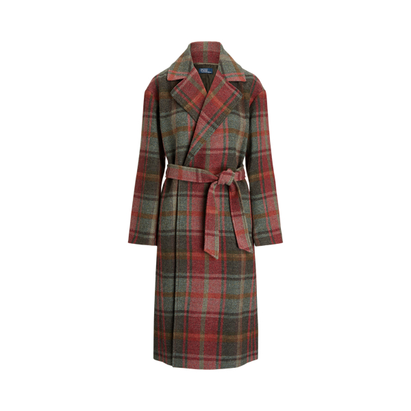 Plaid Wool-Blend Twill Wrap Coat Polo Ralph Lauren 1