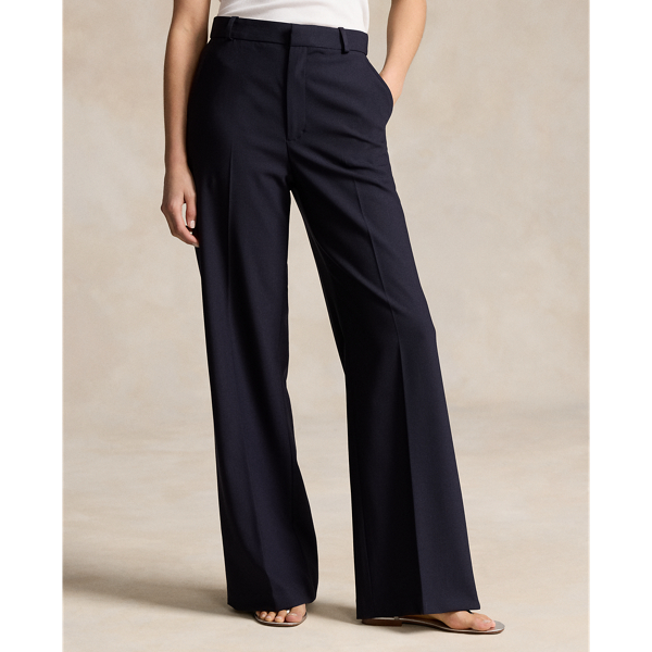 Stretch Wool Faille Wide-Leg Pant