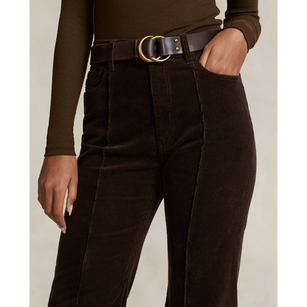 Dark Beech Pintucked Corduroy Flare Pant Polo Ralph Lauren 6