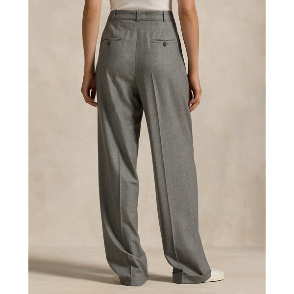 Wool Blend Flannel Straight Leg Trouser