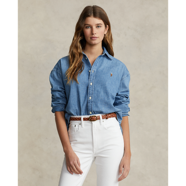 Cropped Boxy Denim Shirt for Women Ralph Lauren UK