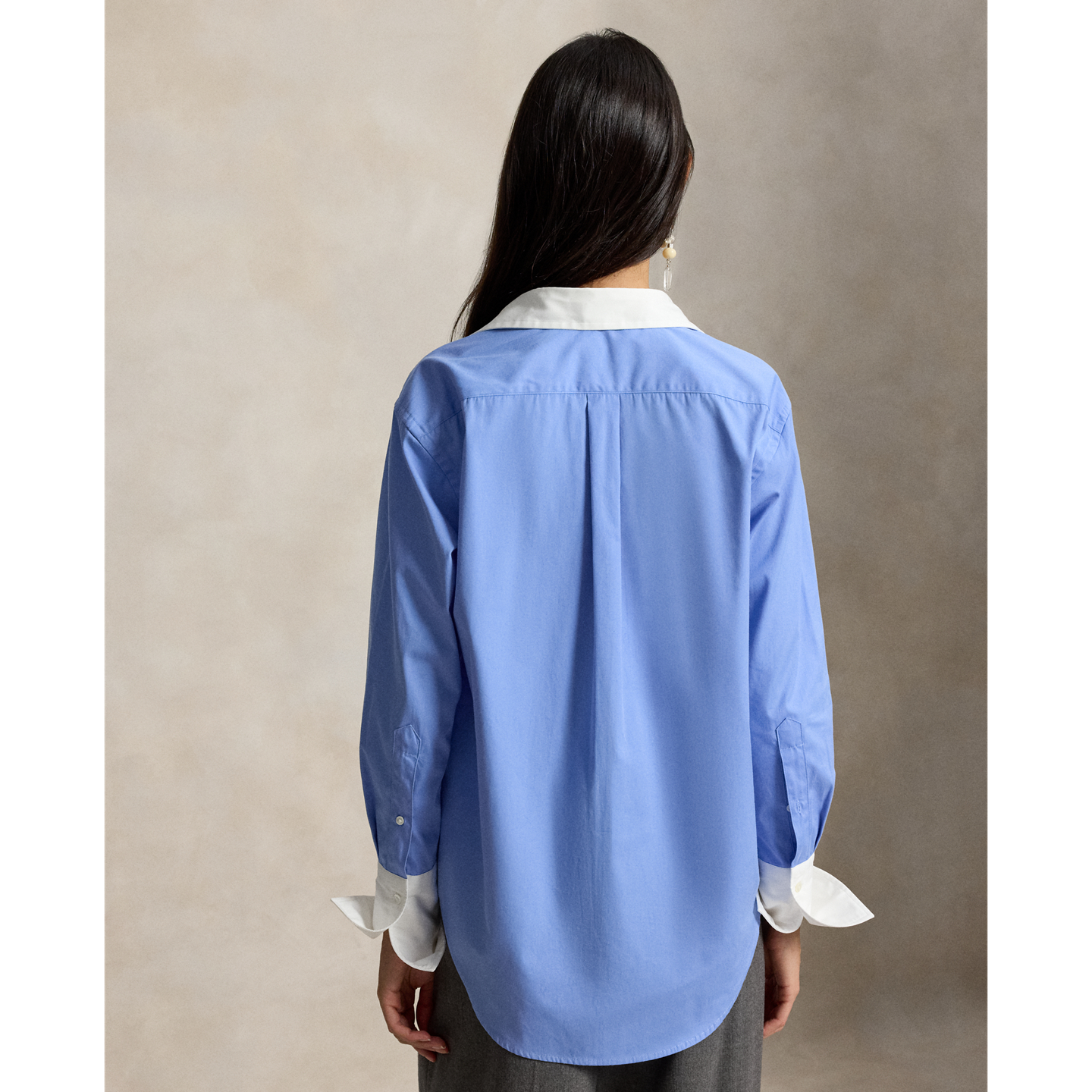 Женская рубашка Ralph Lauren Extended-Cuff Cotton, цвет: Синий — фото 2