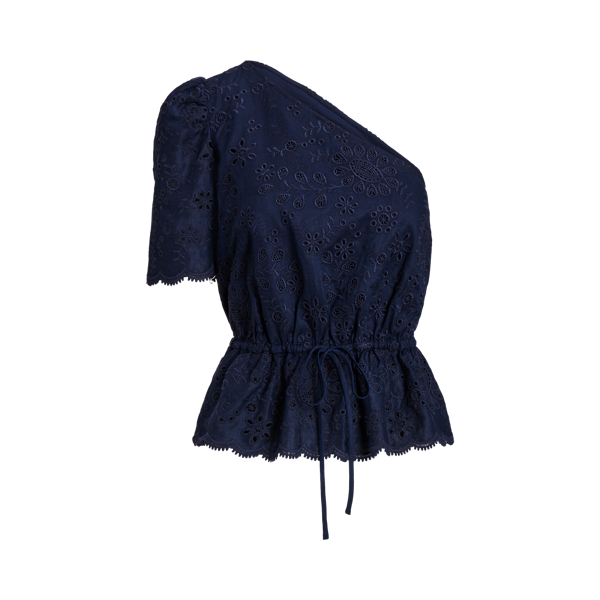 One-Shoulder Eyelet Linen Top Polo Ralph Lauren 1