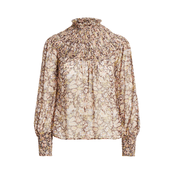 Floral Ruffled Crinkled Georgette Top
