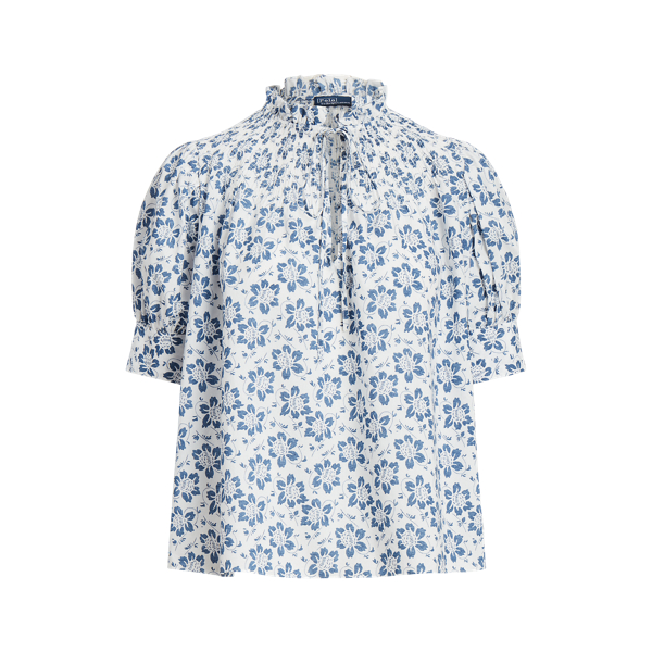 Floral Shirred Cotton Poplin Top Polo Ralph Lauren 1