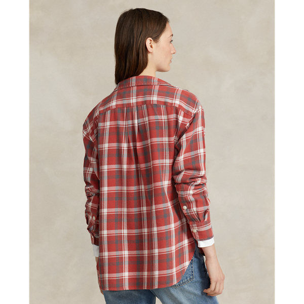 ★★POLO RALPH LAUREN★★ W Relax Fit Plaid Cotton Shirt Nav The Iconic Relaxed Fit Oxford Shirt