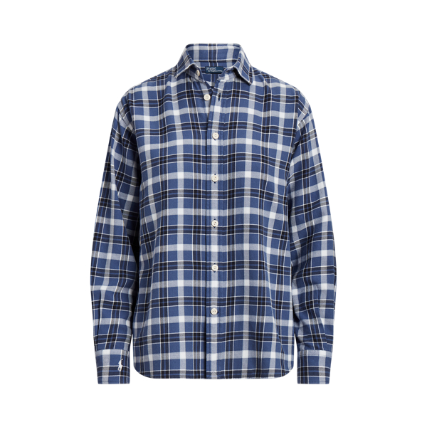 Navy/Blue/Cream Multi Pl Relaxed Fit Plaid Cotton Shirt Polo Ralph Lauren 2
