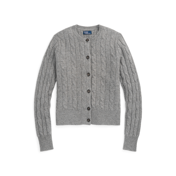 Cable-Knit Cashmere Crewneck Cardigan