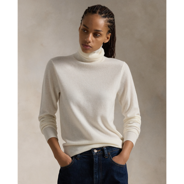 Cream Slim Fit Cashmere Turtleneck Polo Ralph Lauren 1