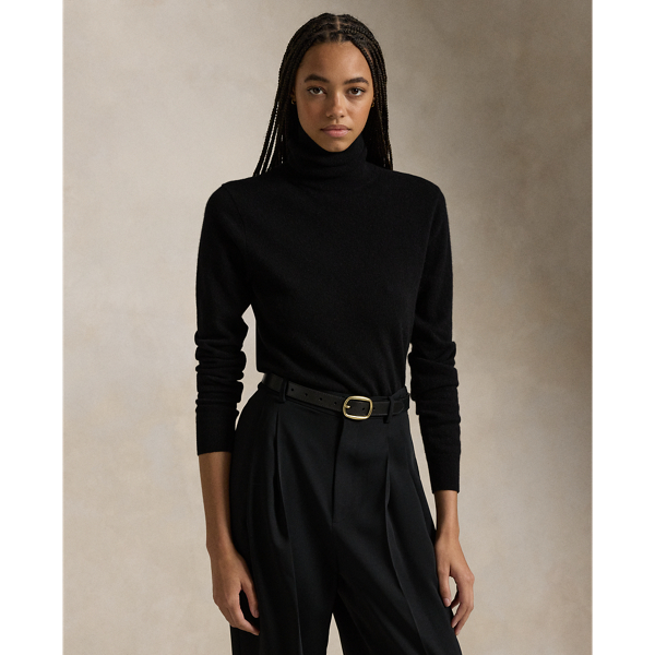 Black polo neck sweaters women's best sale