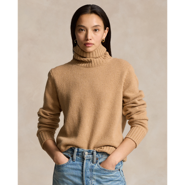 Collection Camel Melange Wool Turtleneck Sweater Polo Ralph Lauren 1