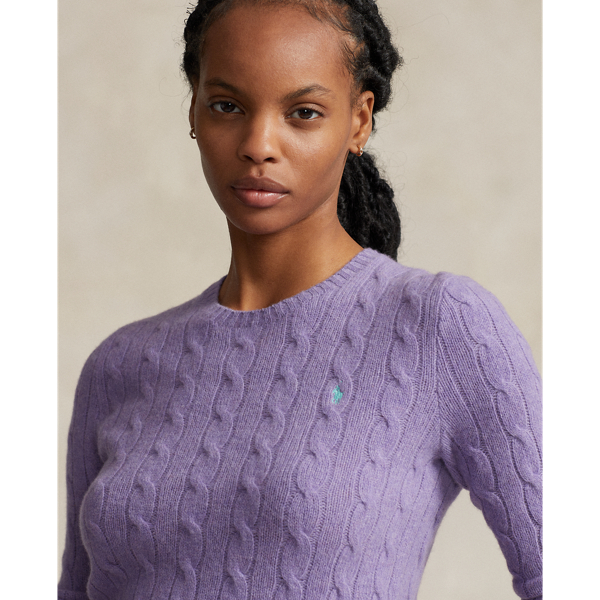 Wisteria Melange Cable-Knit Wool-Cashmere Sweater Polo Ralph Lauren 6