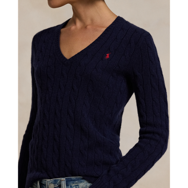 $498 Polo Ralph Lauren Wool Cashmere Cable Knit Sweater V-Neck Top hotsell M Gray NWT B3