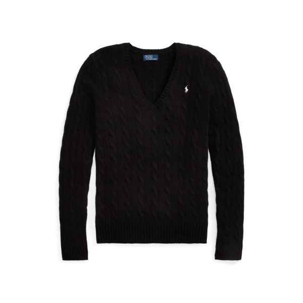 Ralph outlet Lauren Country Black and Tan cable wool sweater