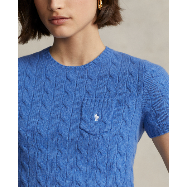 ★★POLO RALPH LAUREN★★ W Cable Wool Cashmere Short Sleeve Cable Wool-Cashmere Short-Sleeve Jumper for Women | Ralph